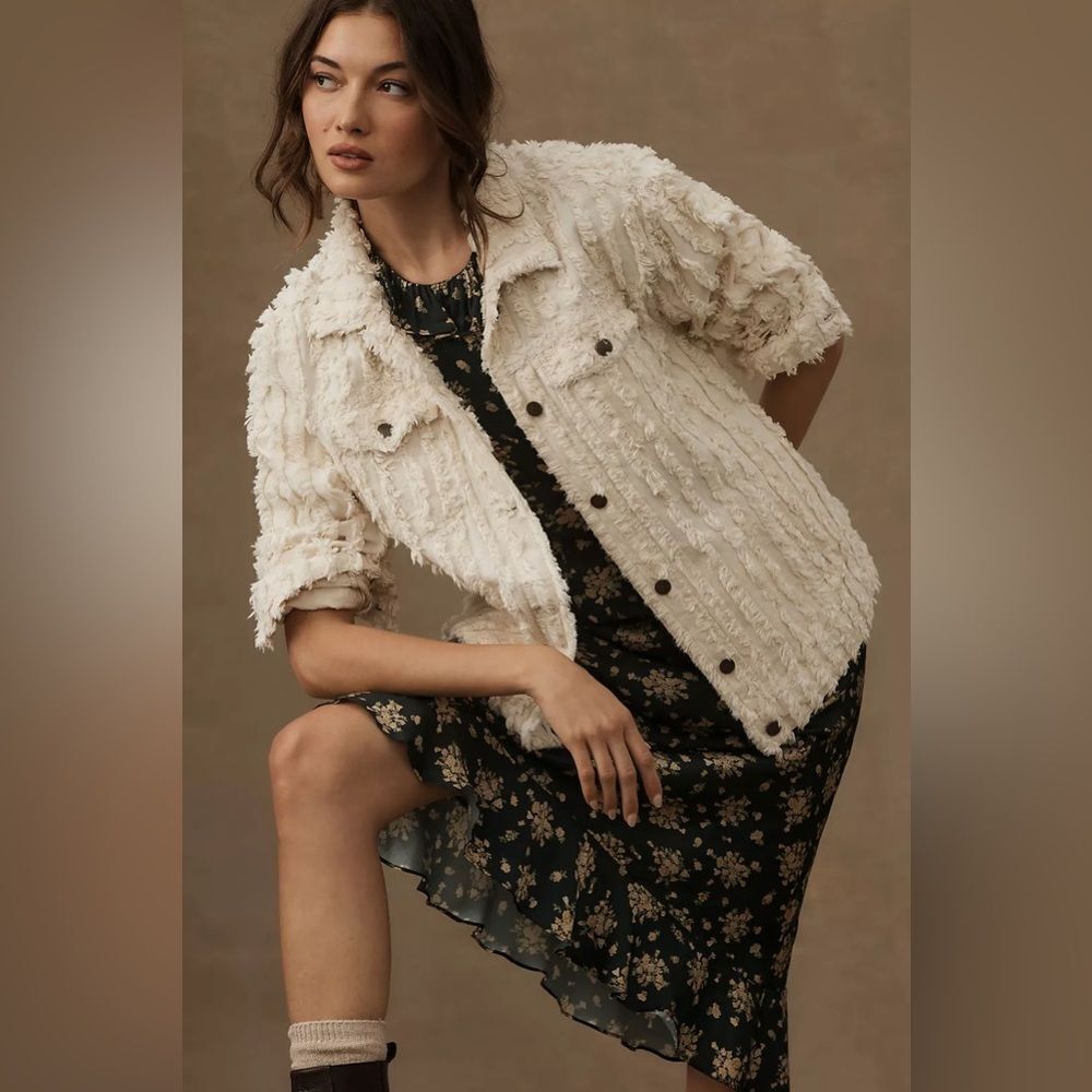 Pilcro Fluffy Corduroy Trucker Jacket | XSmall | Ivory